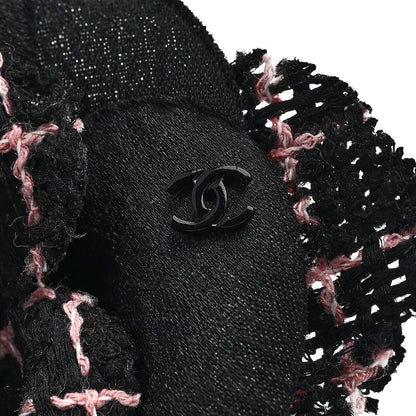 Chanel Tweed Camellia Pin Brooch Black Pink 3 of 3