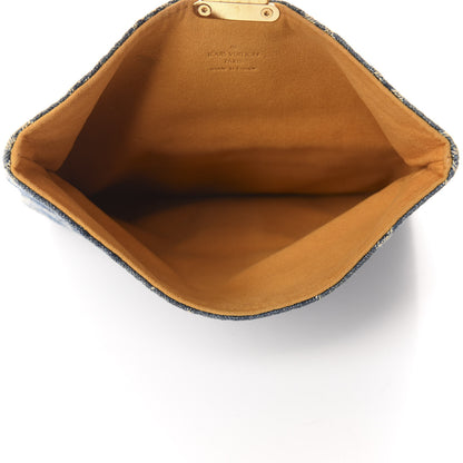 Louis Vuitton Monogram Denim Pochette Plat Clutch Blue 5 of 10