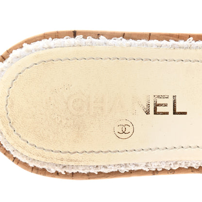 Chanel Tweed Cork CC Chain Mule Sandal 40.5 White 7 of 9