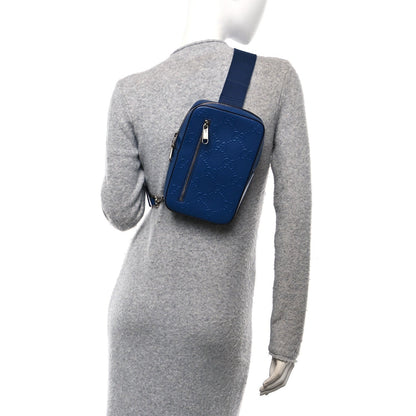 Gucci Calfskin GG Tennis Embossed Sling Backpack Blue 2 of 7