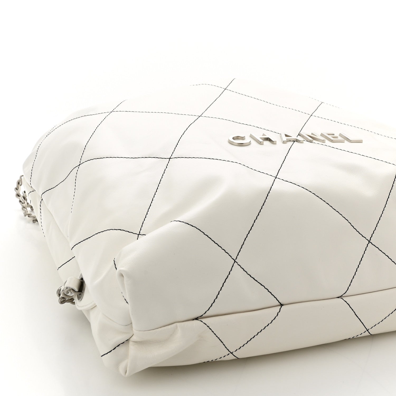 Chanel Shiny Calfskin Quilted Chanel 22 Backpack White Black 9 of 10