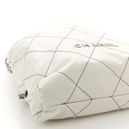 Chanel Shiny Calfskin Quilted Chanel 22 Backpack White Black 9 of 10