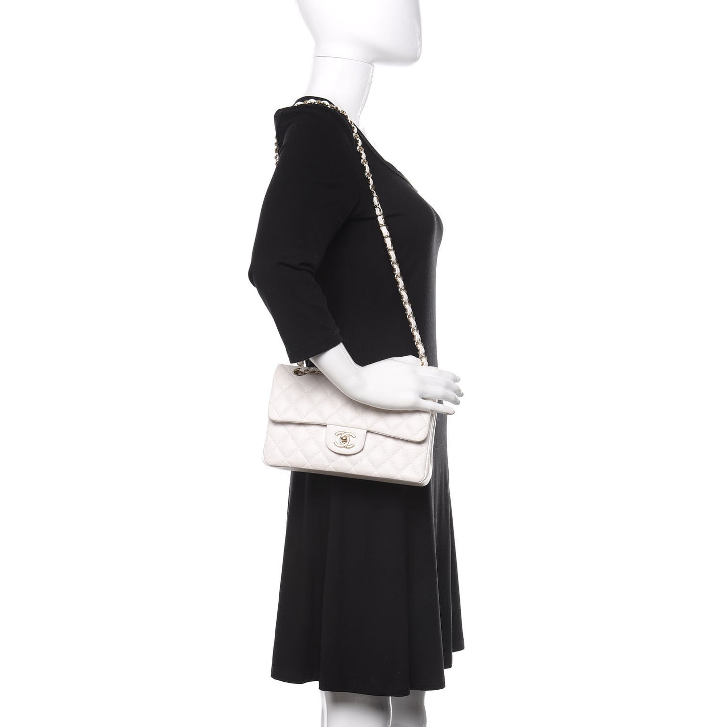 Caviar Quilted Small Double Flap White