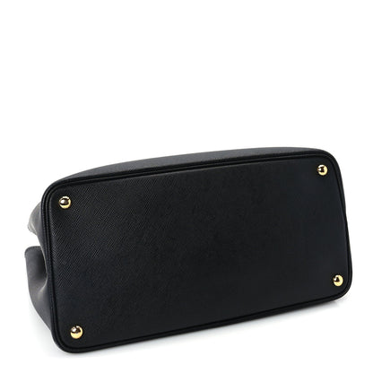 Prada Saffiano Cuir Medium Double Bag Black Mughetto 3 of 8