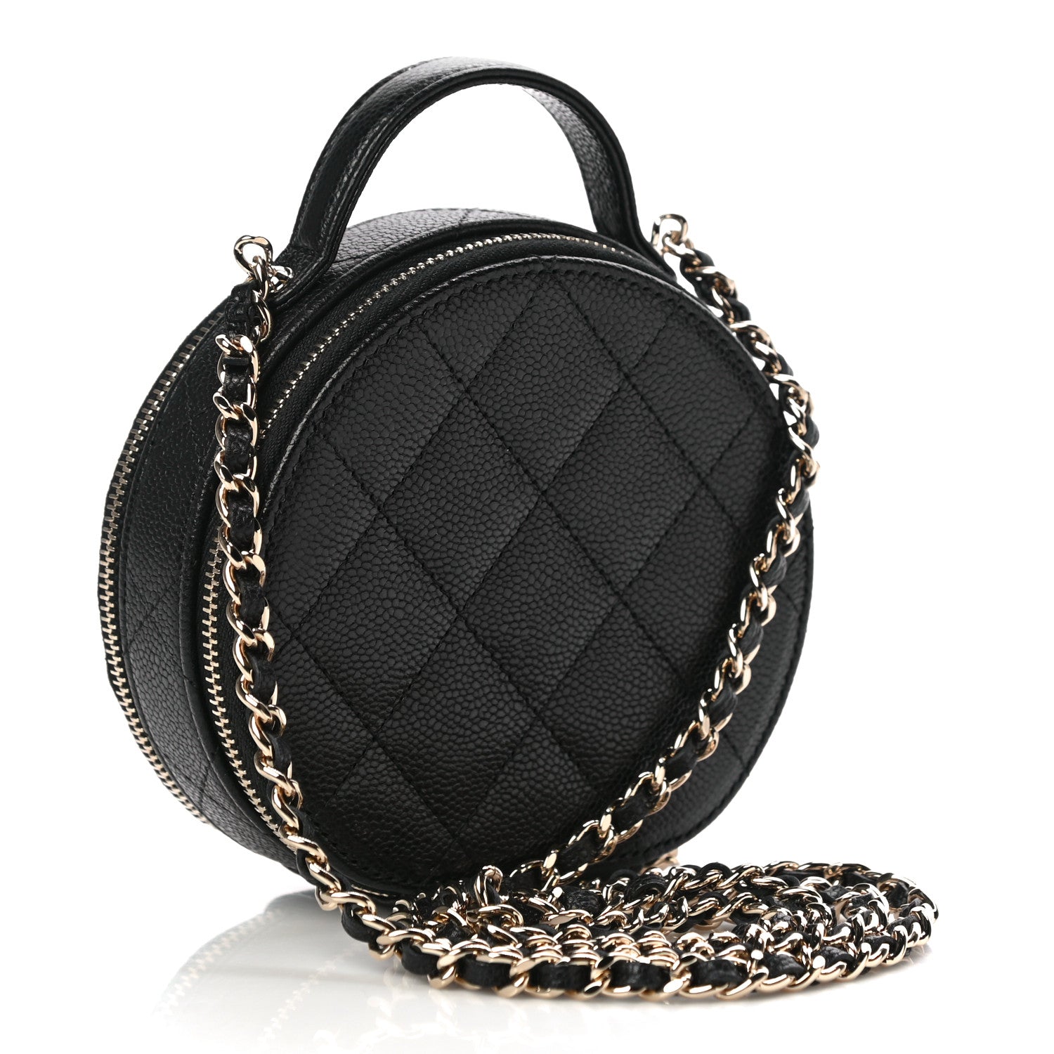 Chanel Caviar Quilted Round Handle With Care Vanity With Chain Black 3 of 11