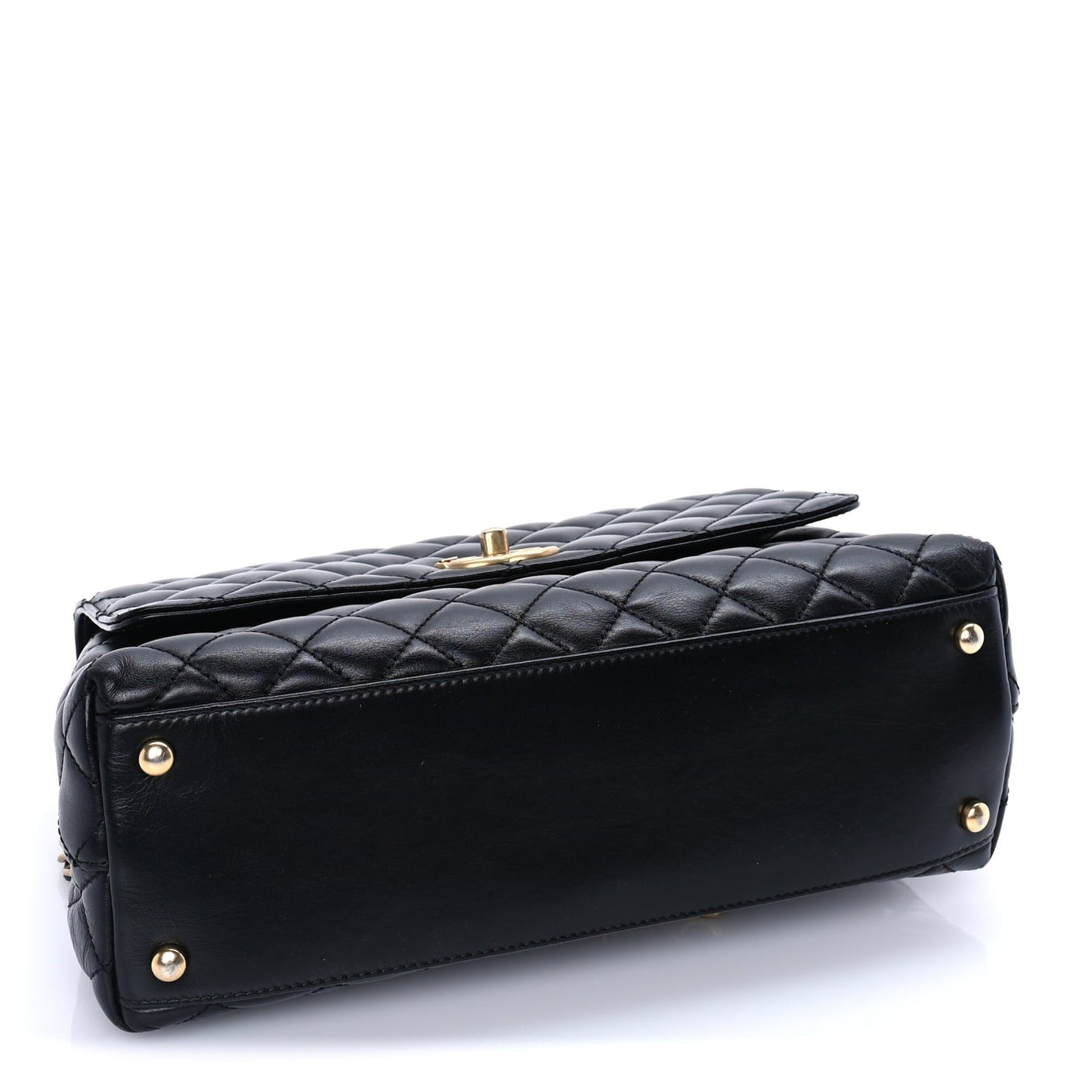 Calfskin Quilted Small Logo Coco Handle Flap Black