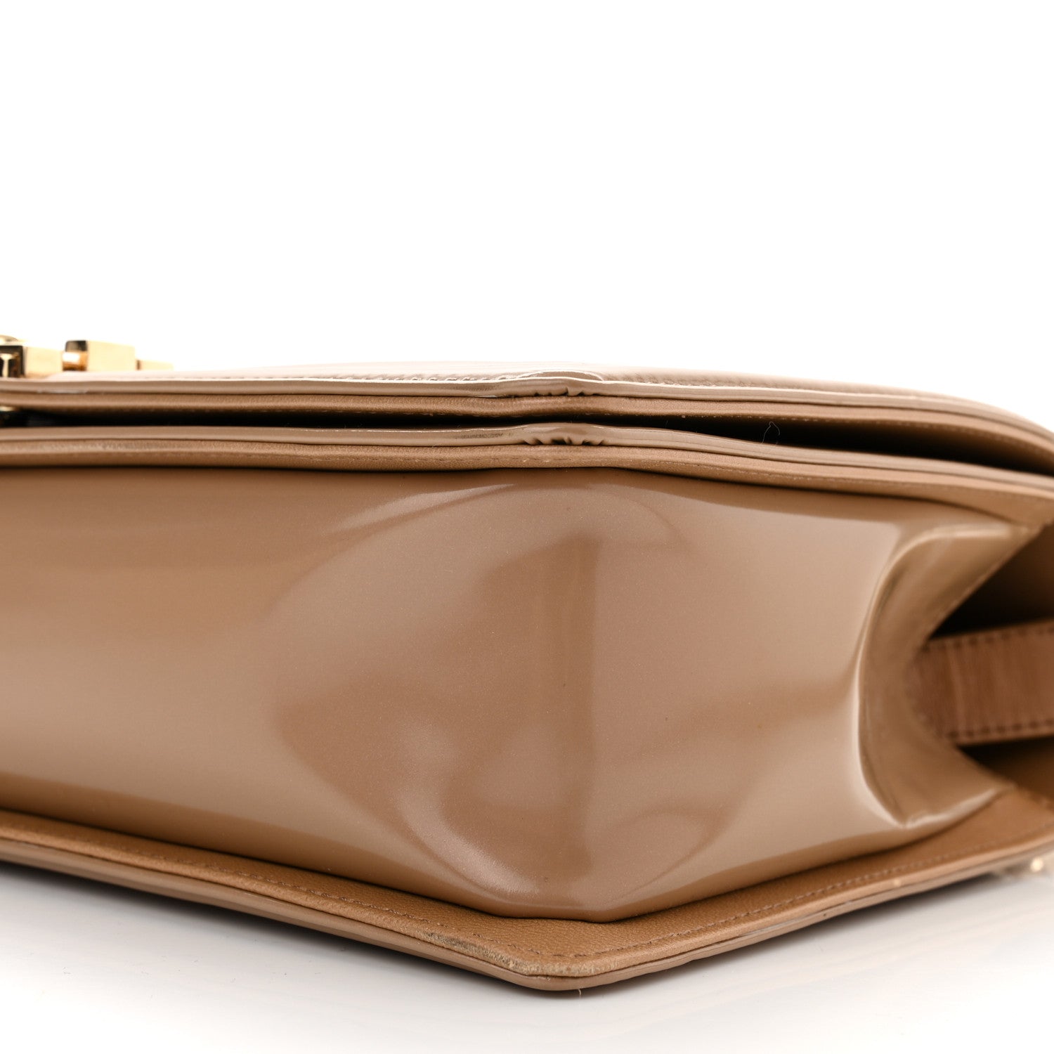 Chanel Iridescent Patent Calfskin New Medium Boy Flap Beige 10 of 10