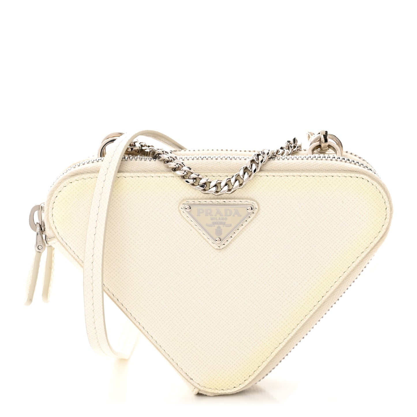 Saffiano Mini Triangle Crossbody Pouch White