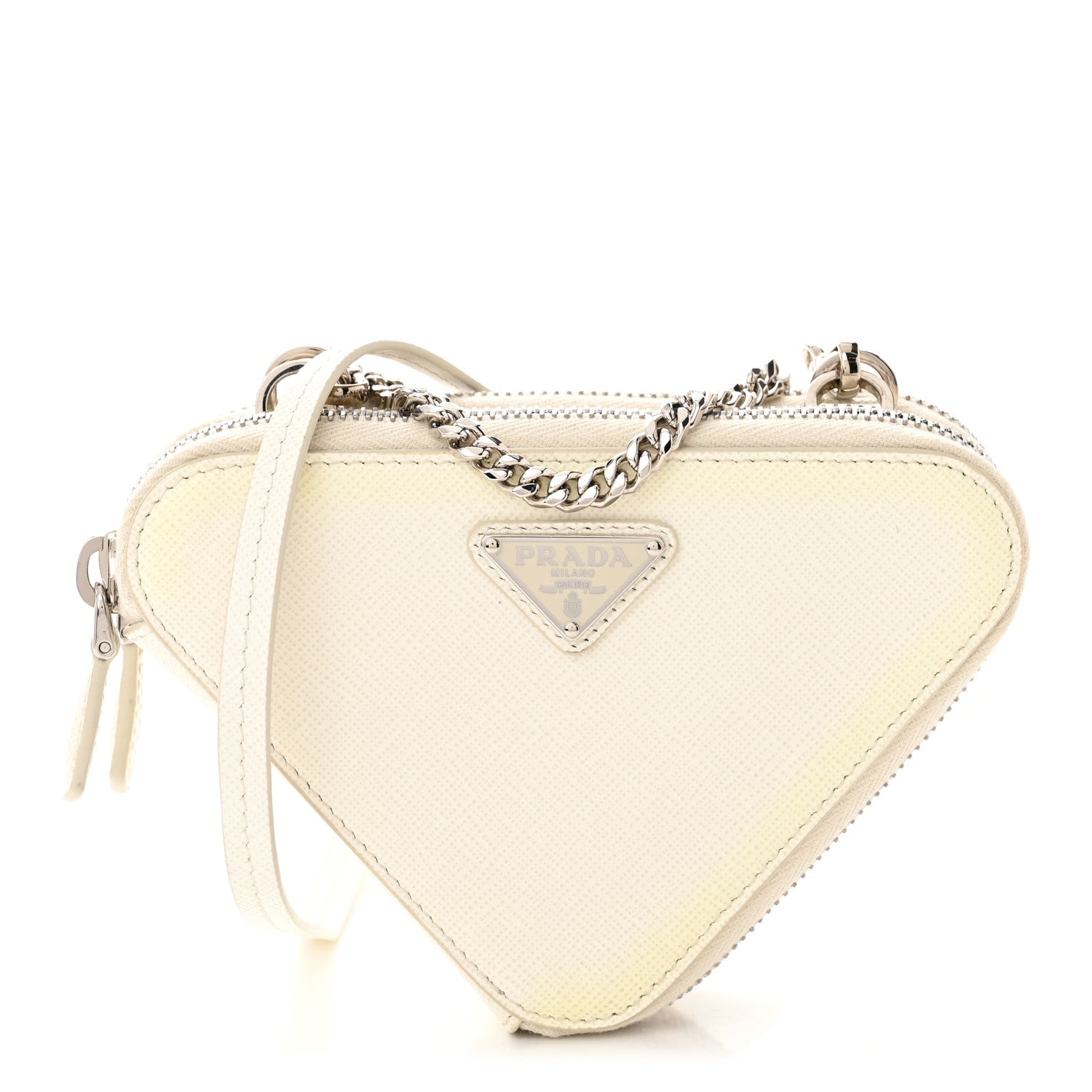 Prada Saffiano Mini Triangle Crossbody Pouch White 1 of 13