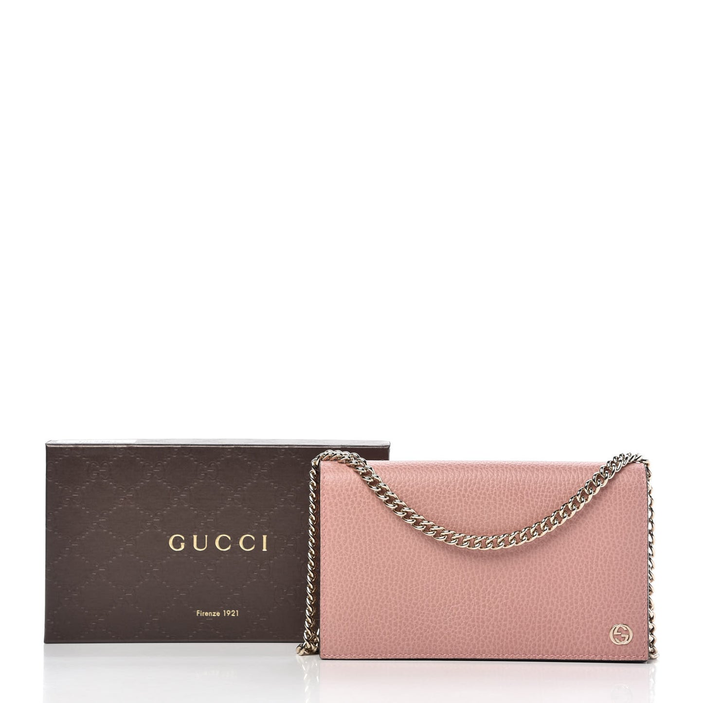 Dollar Calfskin Medium Betty Chain Wallet Soft Pink