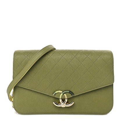 Chanel Grained Calfskin Quilted Cuba Flap Khaki 1 of 9