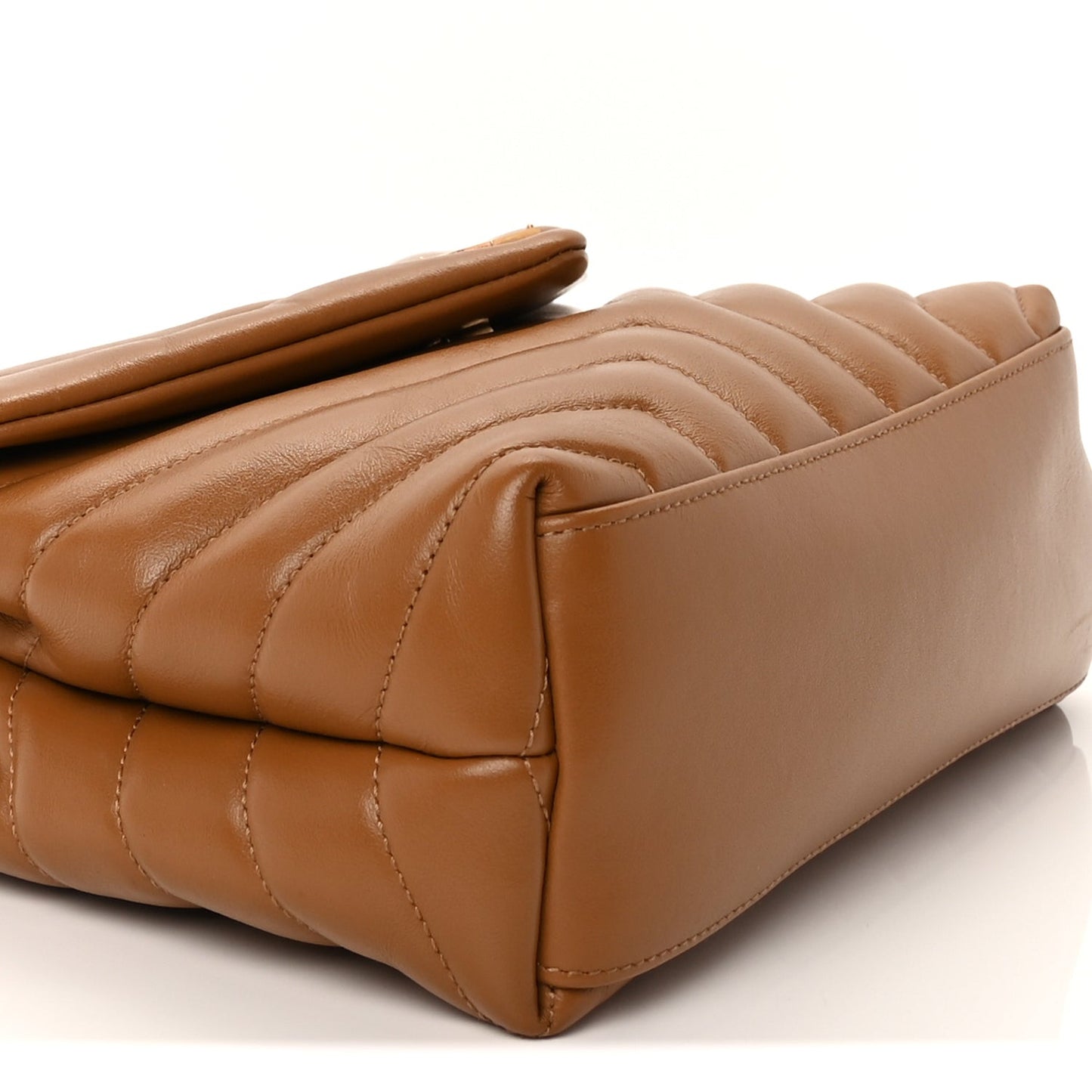 Calfskin Y Quilted Monogram Small Loulou Chain Satchel  Dark Natural