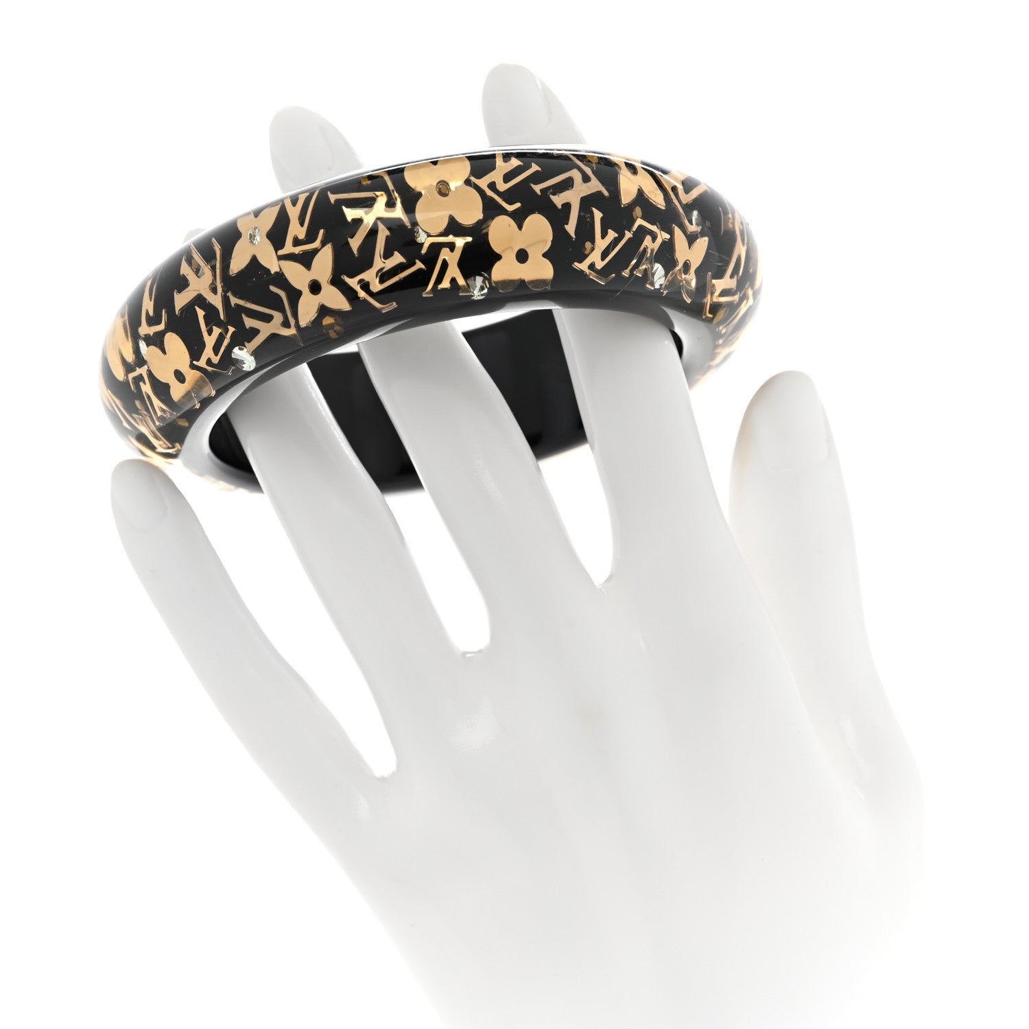 Louis Vuitton Resin Swarovski Inclusion Bracelet GM Black 2 of 6