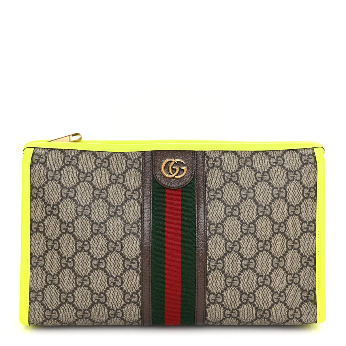 GG Supreme Monogram Web Ophidia Pouch Yellow