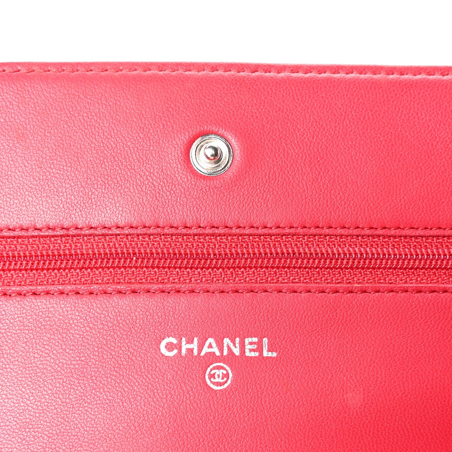 Chanel Lambskin Quilted Wallet On Chain WOC  Dark Pink 5 of 9