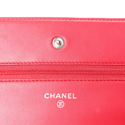 Chanel Lambskin Quilted Wallet On Chain WOC  Dark Pink 5 of 9