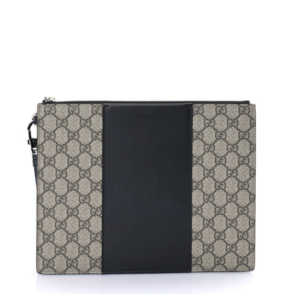 Gucci GG Supreme Monogram Zip Wristlet Pouch Beige Black 1 of 7