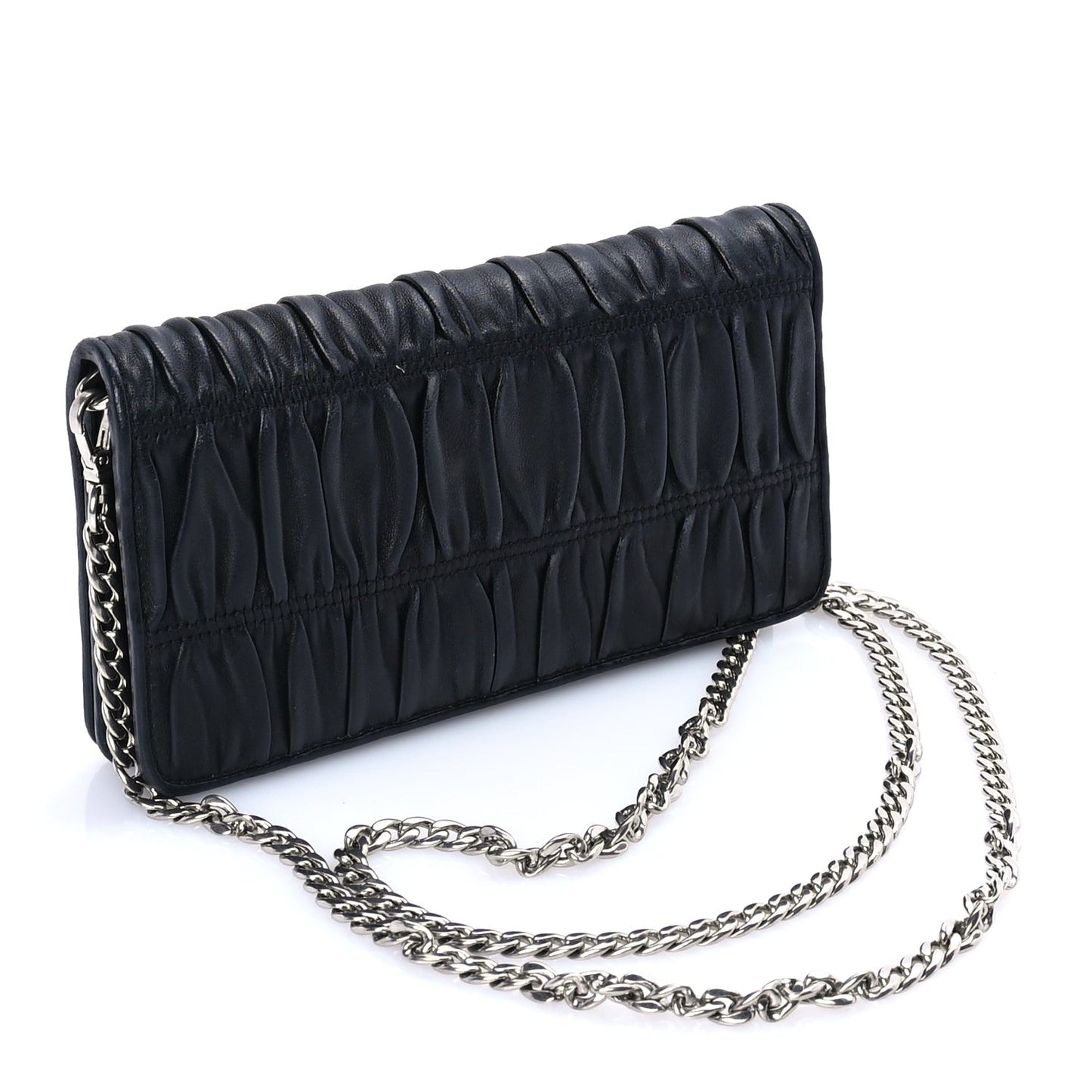 Nappa Gaufre Wallet On Chain  Black