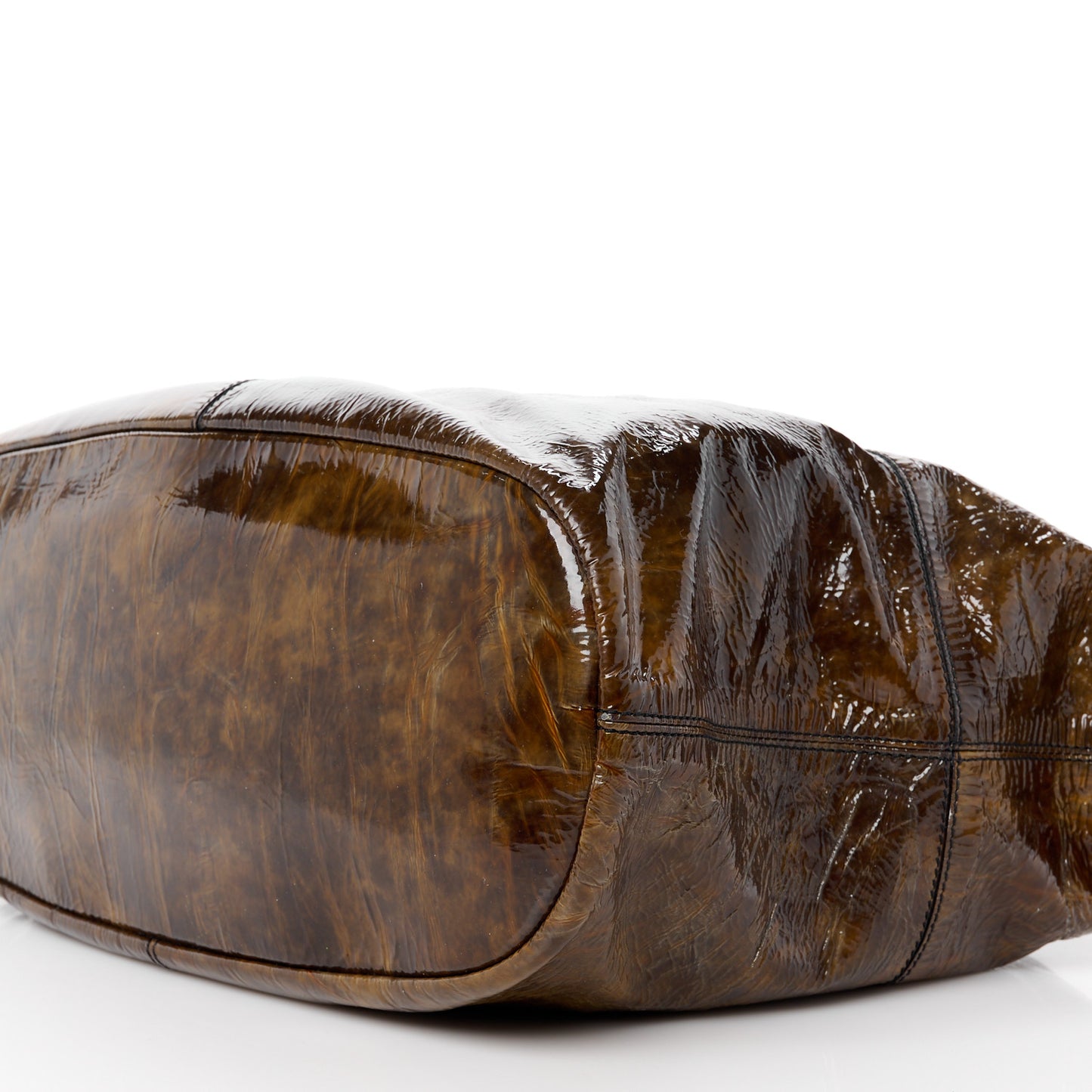 Crinkled Patent Calfskin Medium Nightingale Light Brown