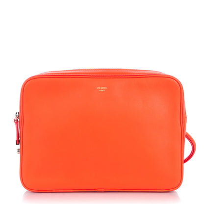Celine Nappa Side Lock Dragonne Clutch Bright Orange 1 of 7