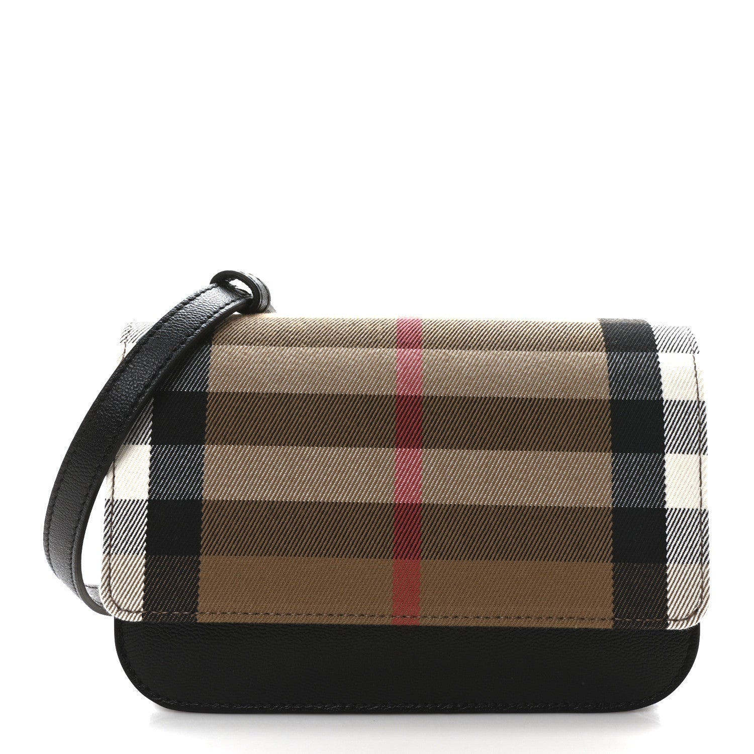 Burberry Grained Calfskin House Check Small Madison Shoulder Bag Black 1 of 7