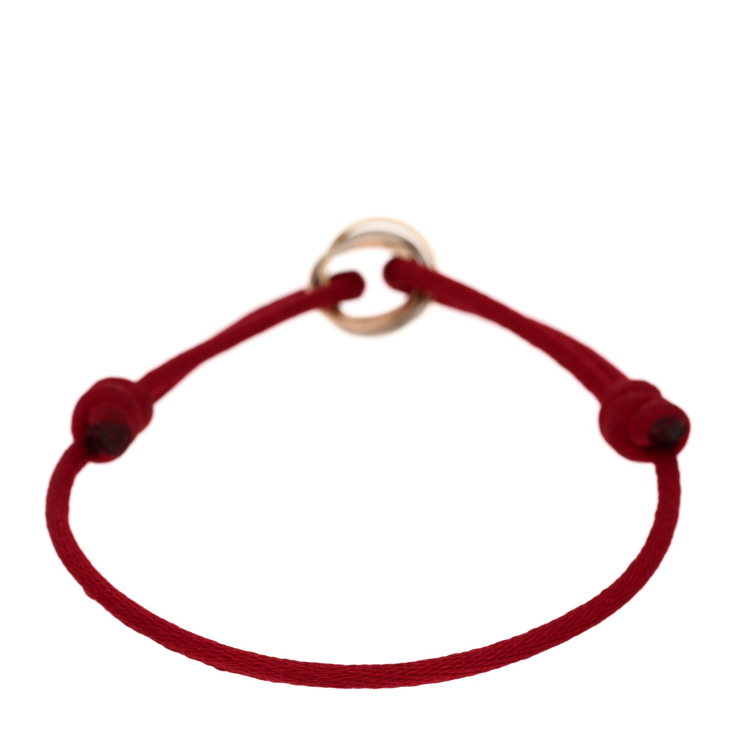 Cartier 18K Pink Yellow White Gold Trinity Cord Bracelet Red 2 of 4