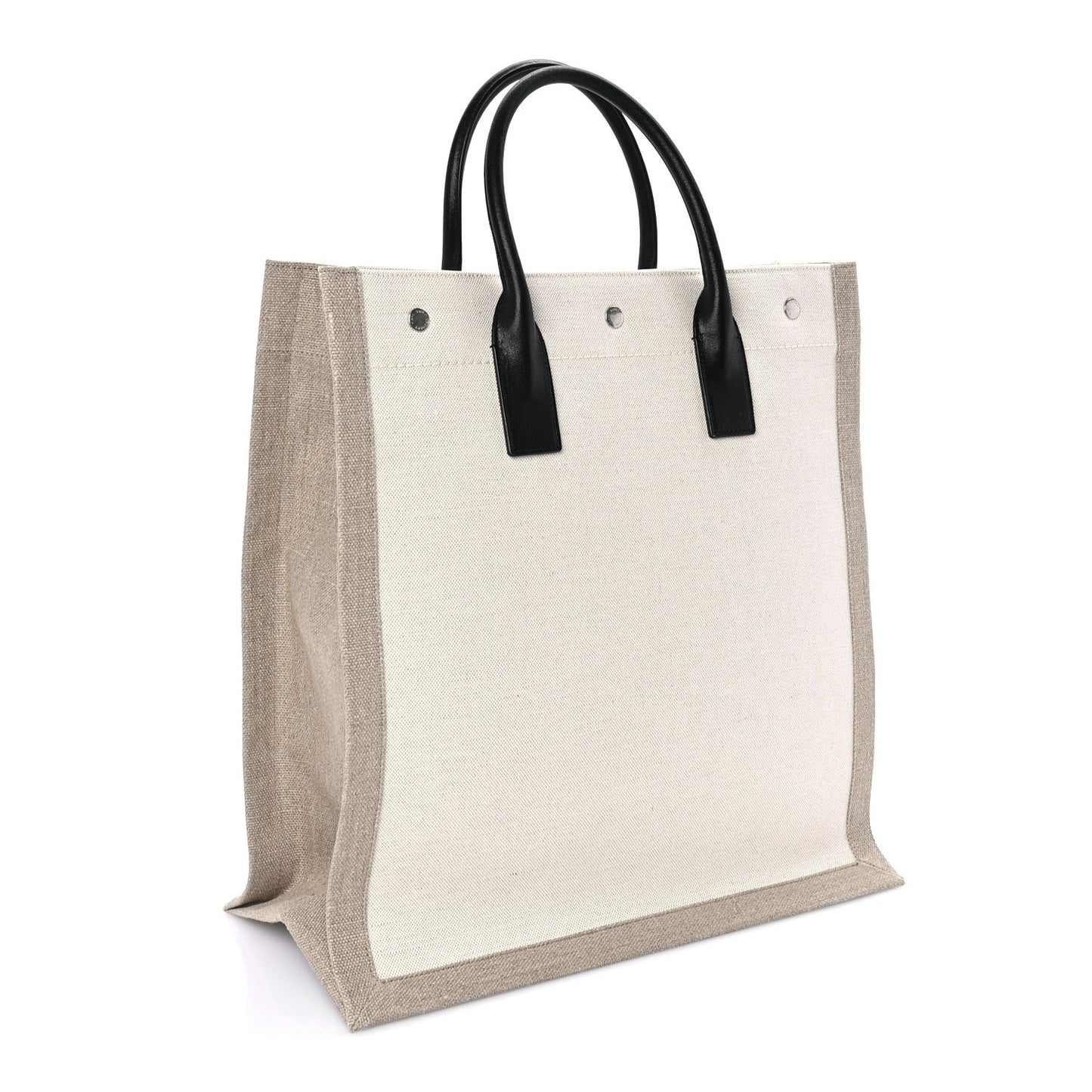 Linen Calfskin Rive Gauche North South Tote Optic White