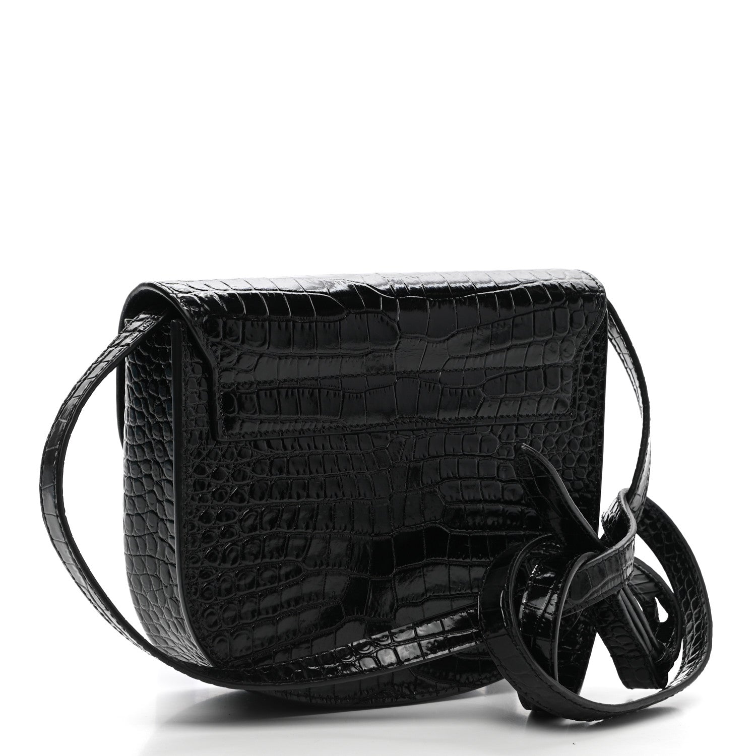 Saint Laurent Crocodile Embossed Calfskin Small Kaia Satchel Black 3 of 10