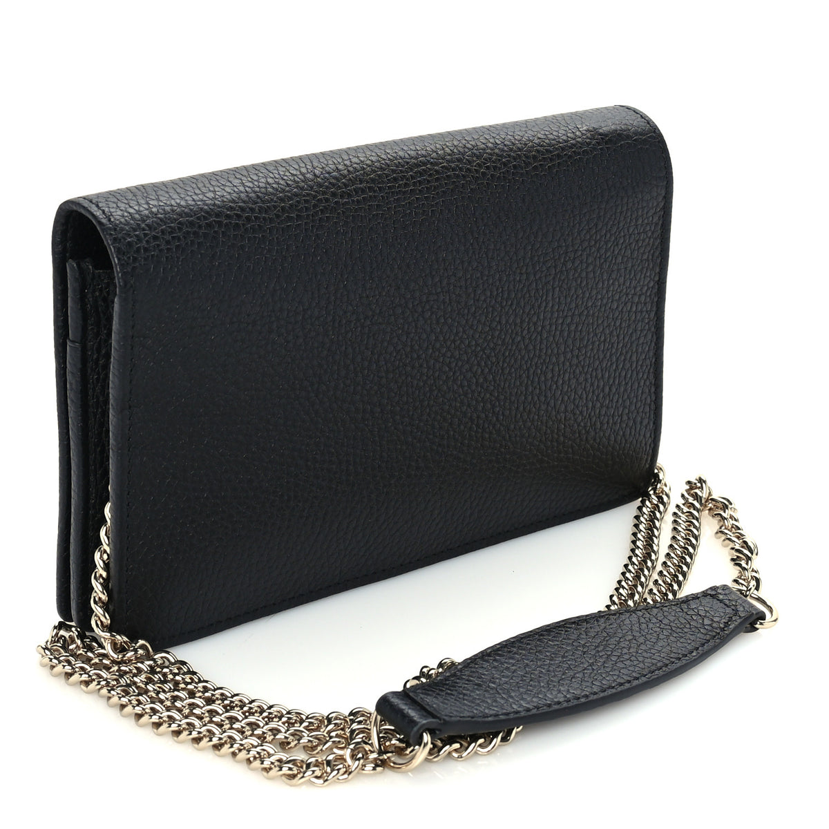 Gucci Pebbled Calfskin Soho Wallet on Chain Black 2 of 8
