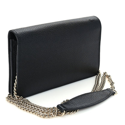 Gucci Pebbled Calfskin Soho Wallet on Chain Black 2 of 8