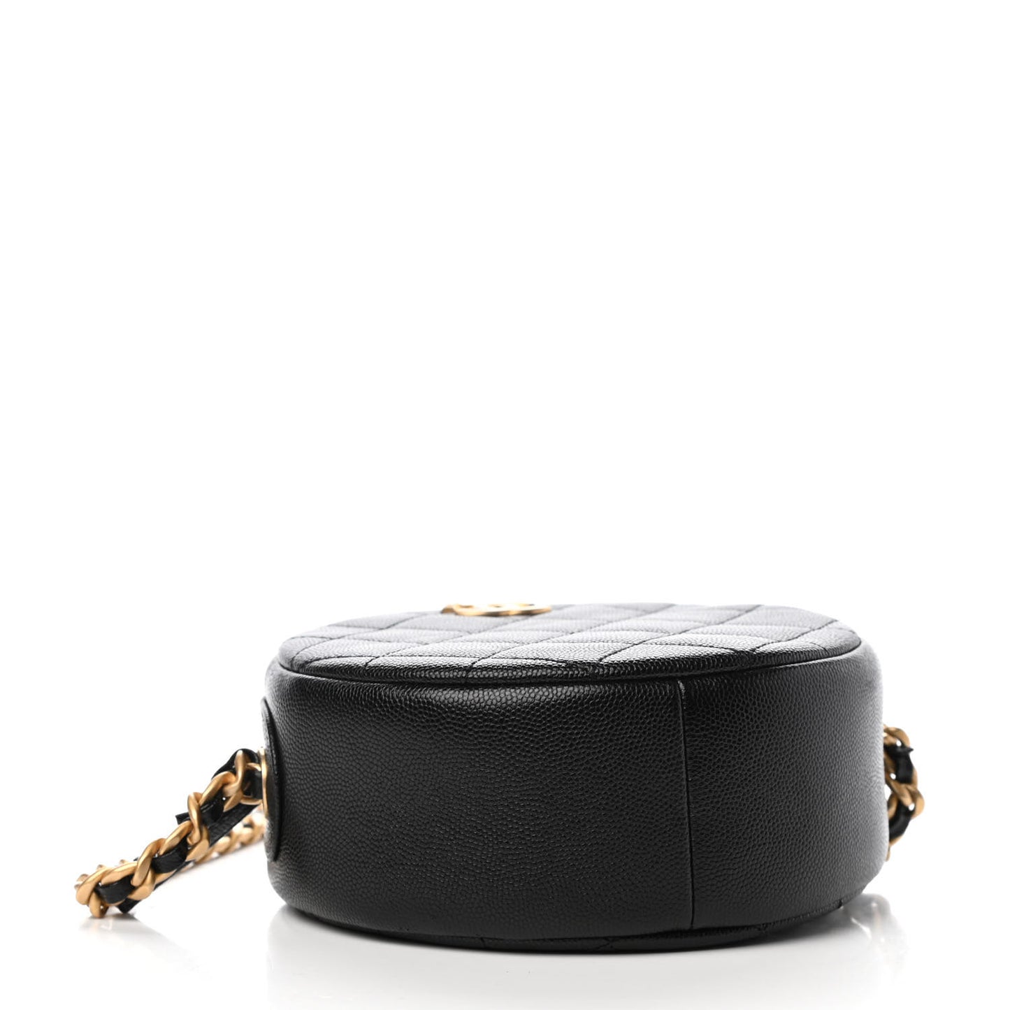 Caviar Quilted Small Round Evening Bag Black