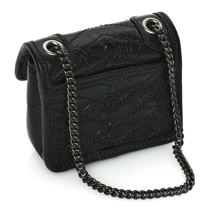 Saint Laurent Crinkled Calfskin Matelasse Monogram Niki Airpods Holder Micro Bag Black 2 of 9