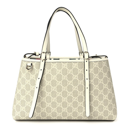 Gucci Supreme Monogram Emblem Medium Tote Bag Mystic White Oatmeal 2 of 9
