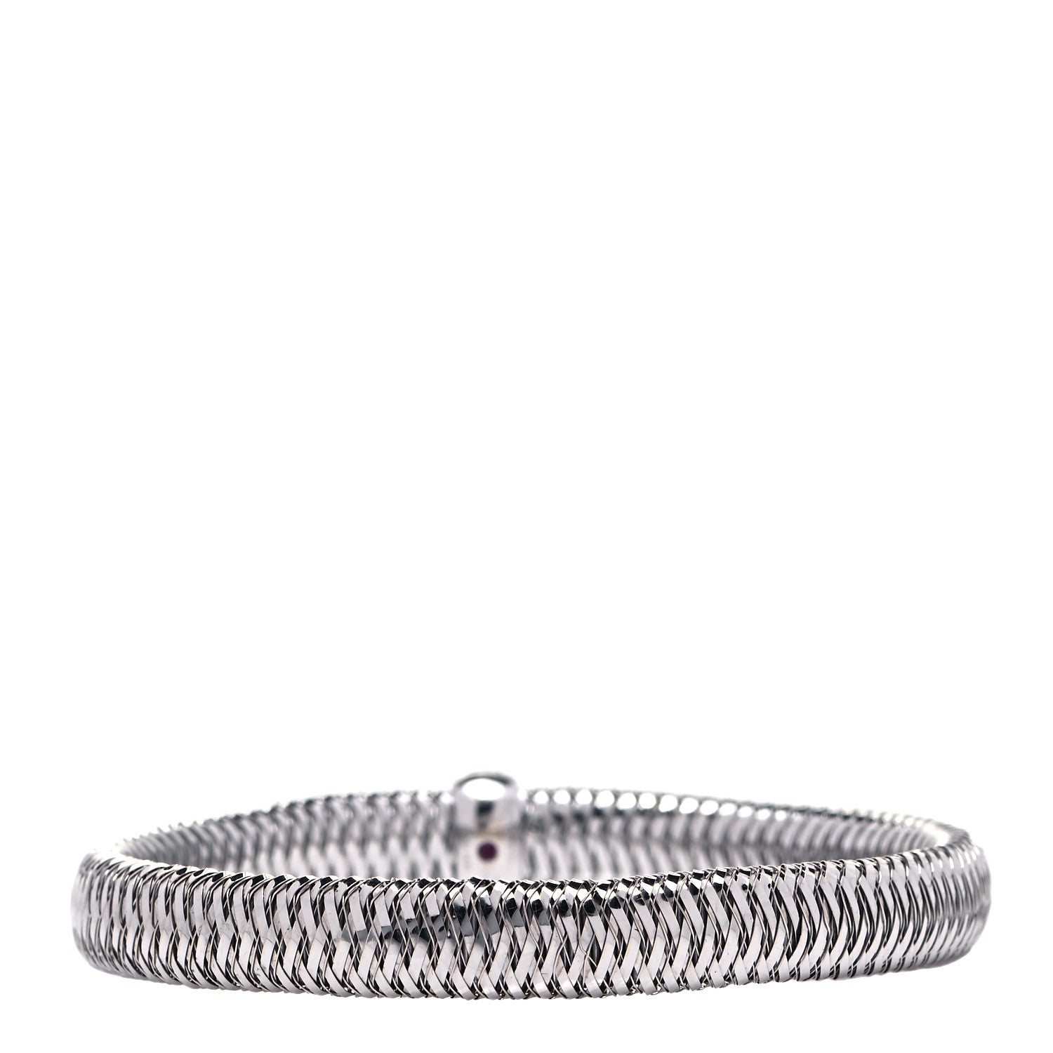 Roberto Coin 18K White Gold Diamond Medium Primavera Bangle Bracelet 3 of 4