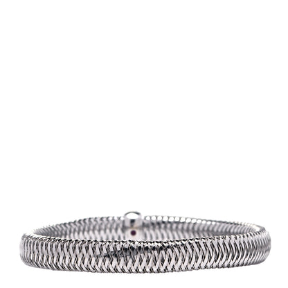 Roberto Coin 18K White Gold Diamond Medium Primavera Bangle Bracelet 3 of 4
