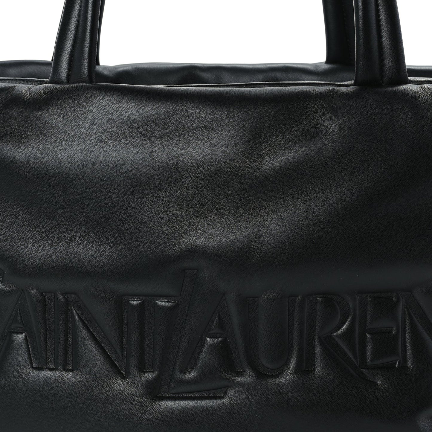 Lambskin Wide Puffer Tote  Black