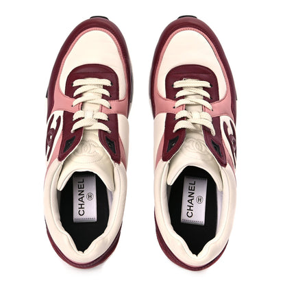 Chanel Calfskin CC Sneakers 39.5 Light Burgundy White Pink 6 of 9