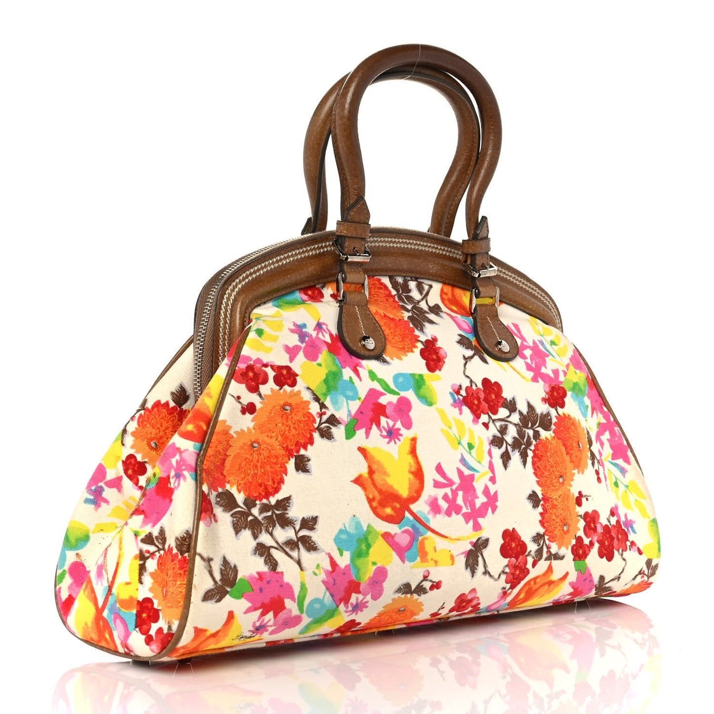 Canvas Floral Frame Satchel