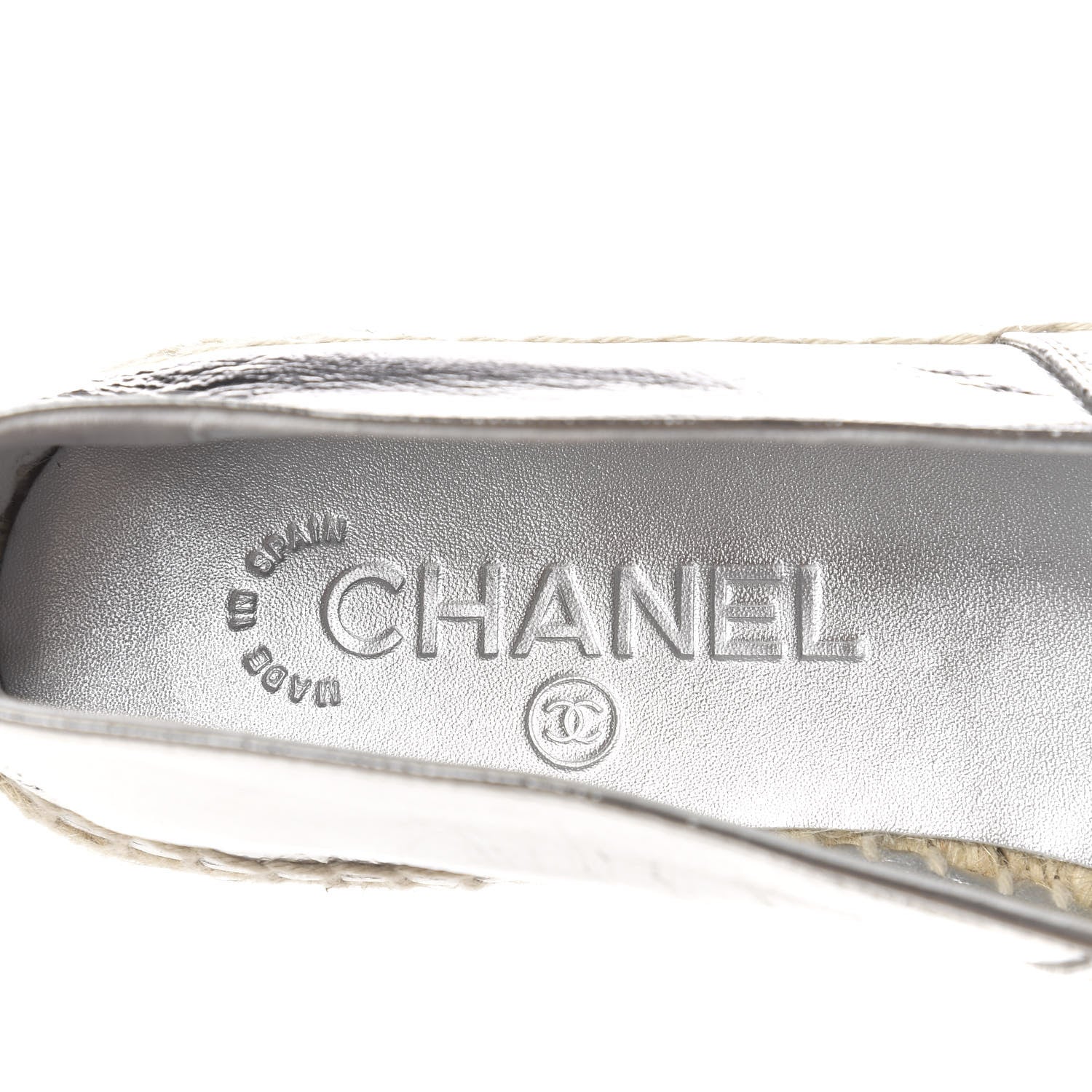 Chanel Laminated Goatskin CC Espadrilles 36 Silver 8 of 10