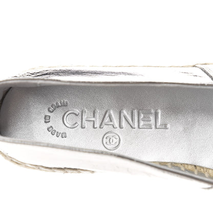 Chanel Laminated Goatskin CC Espadrilles 36 Silver 8 of 10