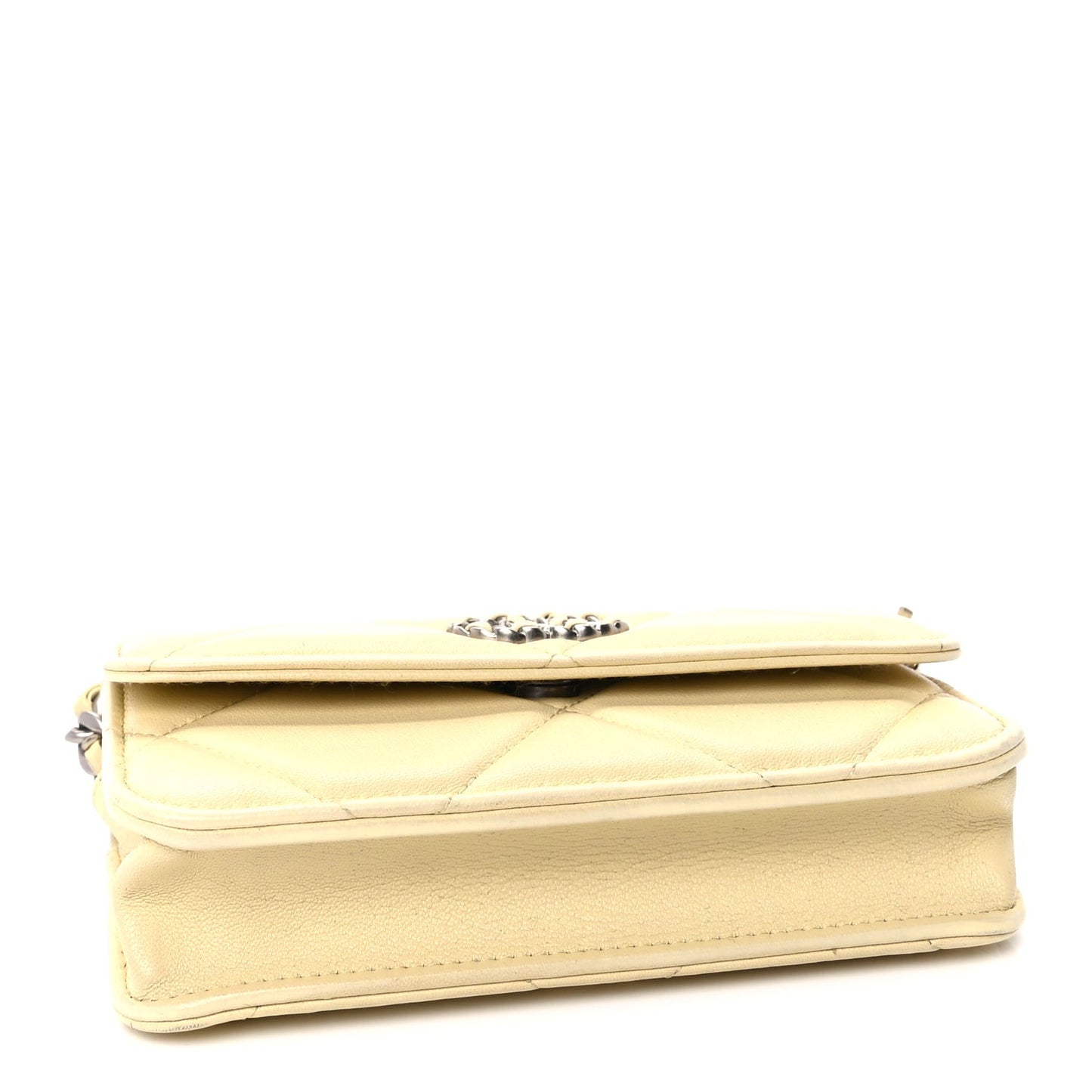 Lambskin Quilted  19 Wallet On Chain WOC  Yellow