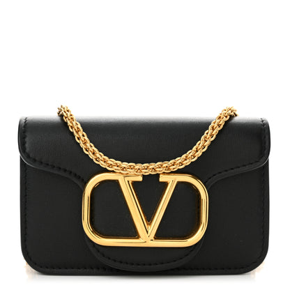Valentino Garavani Calfskin Vlogo Chain Micro Loco Bag Black 1 of 11