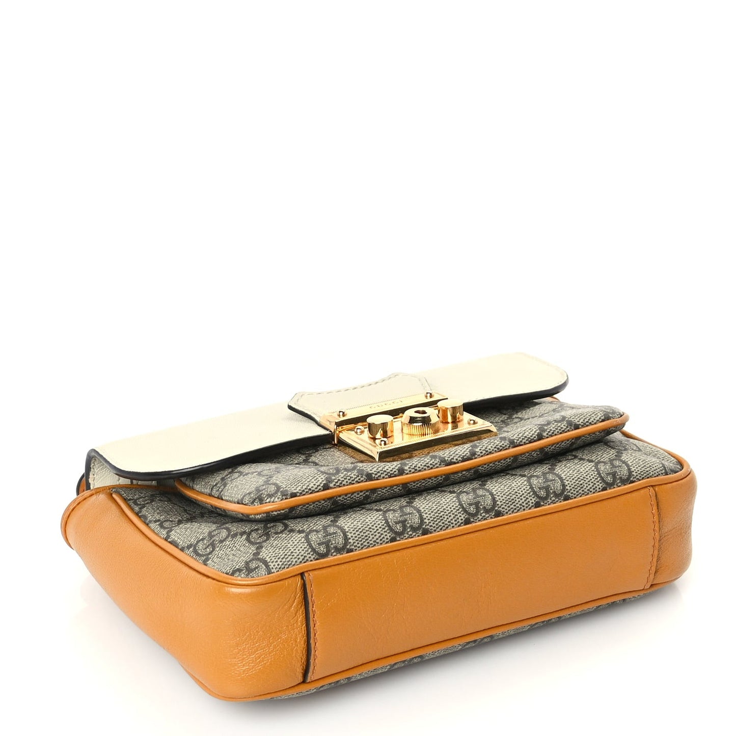 GG Supreme Monogram Calfskin Mini Padlock Flap Pocket Shoulder Bag Mystic White Sun Oil