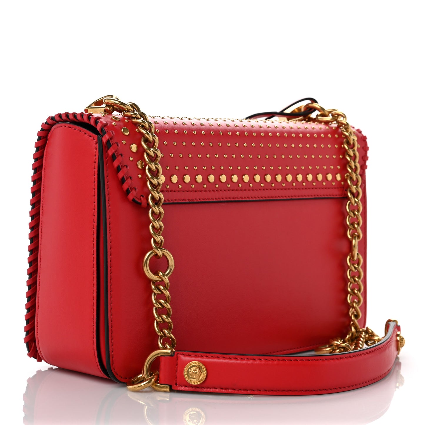 Nappa Whipstitch Icon Western Chain Shoulder Bag Red