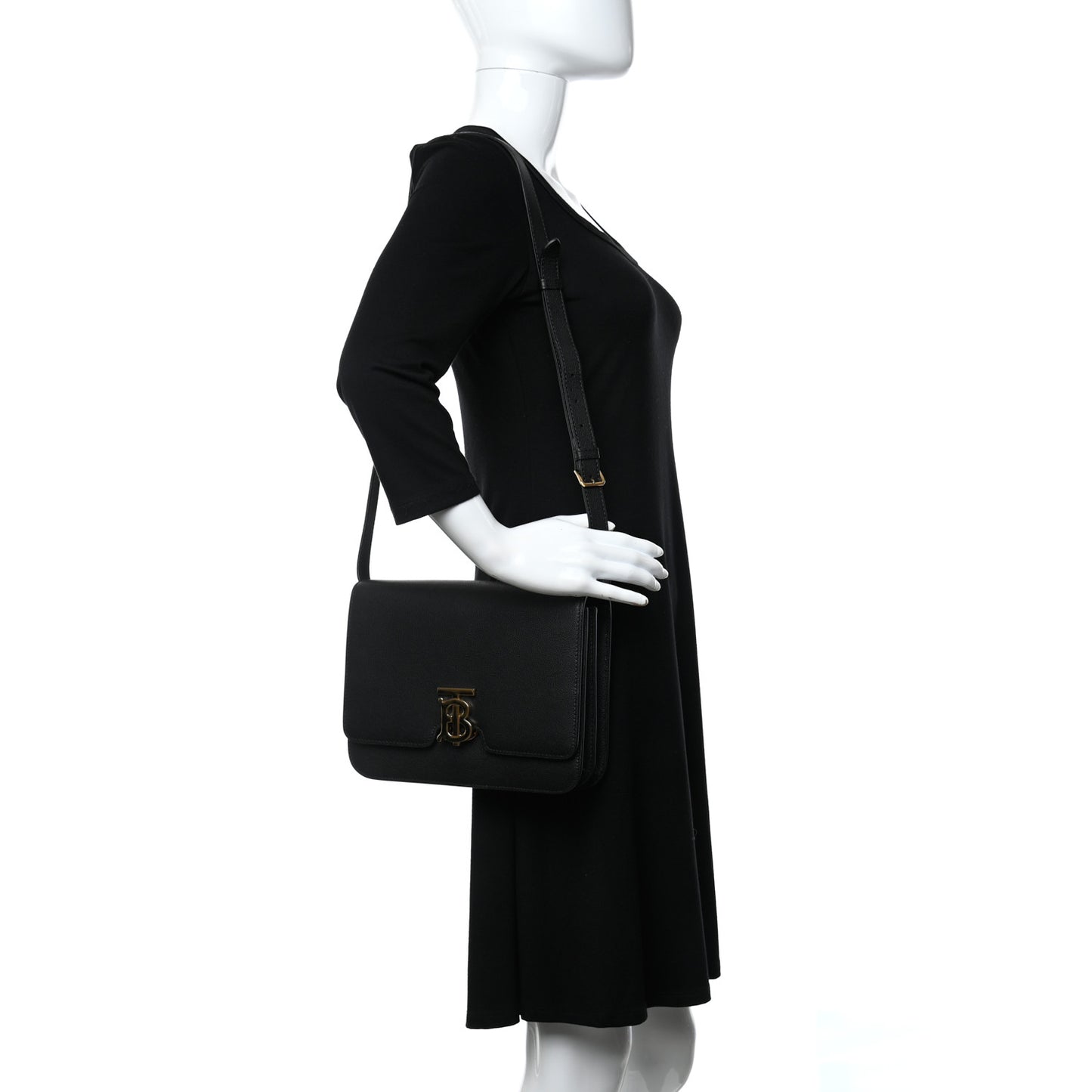 Grained Calfskin Medium TB Bag Black