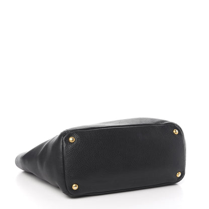 Prada Vitello Daino Side Pocket Tote Black 4 of 12