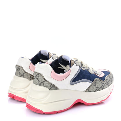 Gucci GG Supreme Monogram Mix Monogram Womens Rhyton Sneakers London Blue Beige Pale Pink 5 of 8