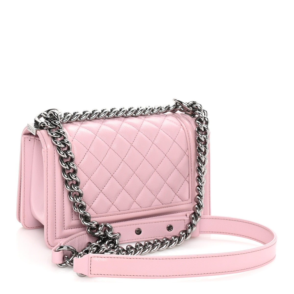 Caviar Quilted Small Boy Flap Pink
