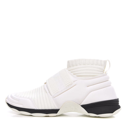 Chanel Stretch Fabric CC Sneakers 36.5 White 1 of 11