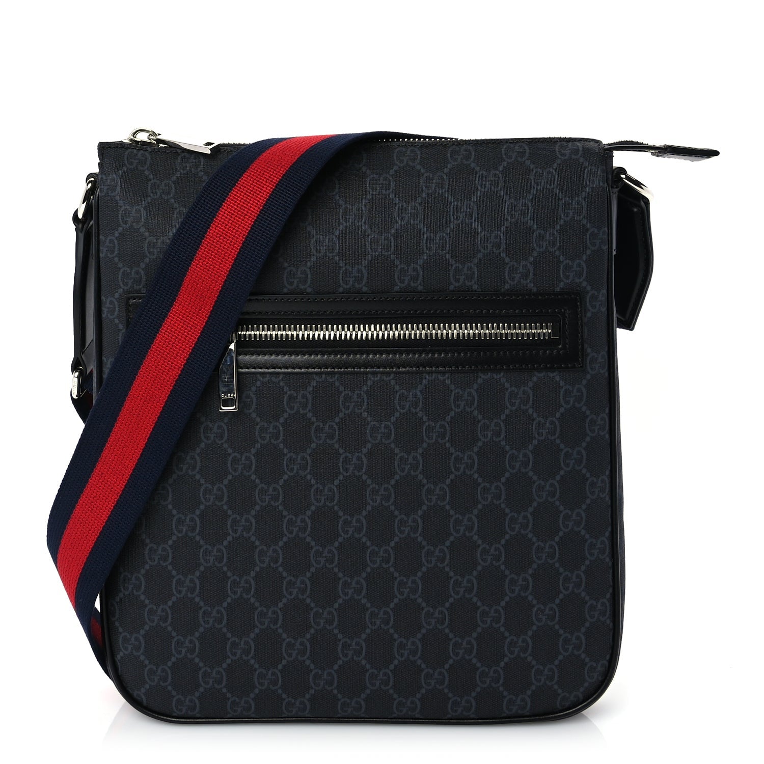 Gucci GG Supreme Monogram Web Messenger Bag  Black/Grey 1 of 8
